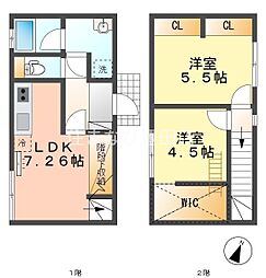 メゾンドスリー東郷春木 2DKの間取図画像