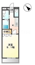 パインフォレスト 1Kの間取図画像