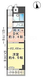 A-フラット 1DKの間取図画像