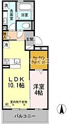 エクレールA 1LDKの間取図画像