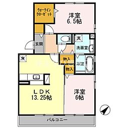 サンフレンズB 2LDKの間取図画像
