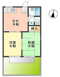 タウニー柿本 2DKの間取図画像