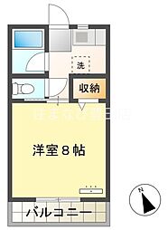 青木ヒルズα-3 1Kの間取図画像