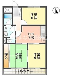 かつやビル 3DKの間取図画像