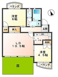 サントピア天道C棟 2LDKの間取図画像