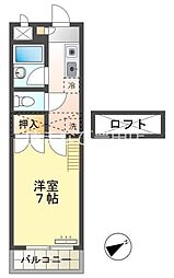 レジデンス矢野 1Kの間取図画像