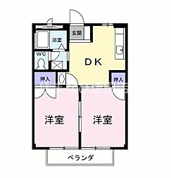 メゾンファミール2 2DKの間取図画像