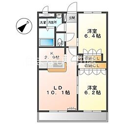 スガビルマンションオアシス1 2LDKの間取図画像
