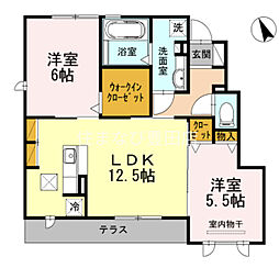 ブラウンコート 2LDKの間取図画像