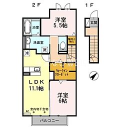レークサイドヒルズ東山 2LDKの間取図画像