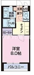 サープラス梓 1Kの間取図画像