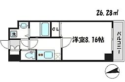ワールドアイ大阪緑地公園 1Kの間取図画像