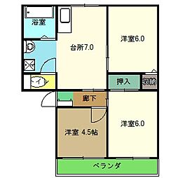 クローバーハイツ 1階3DKの間取り