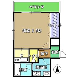 楽住庵 1Kの間取図画像