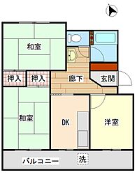 袖ケ浦シーハイツC 3DKの間取図画像