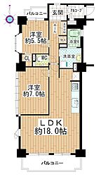 グローリアス岩倉第2 2LDKの間取図画像