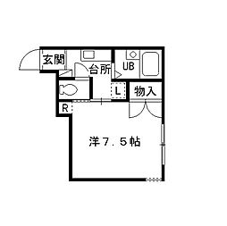 ベルジュ犀川 1Kの間取図画像