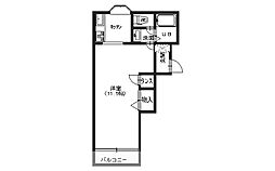 フォレスト242 2階1Kの間取り