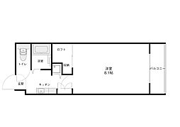 ベアズヴィル 2階1Kの間取り
