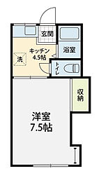 リバーサイド1番館 1Kの間取図画像