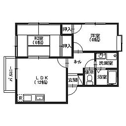 フレグランス1/f 2LDKの間取図画像