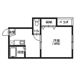 フラット21 1DKの間取図画像