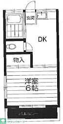 緑香荘 2階1DKの間取り