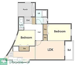ヒルサイドイン国分寺 1階2LDKの間取り
