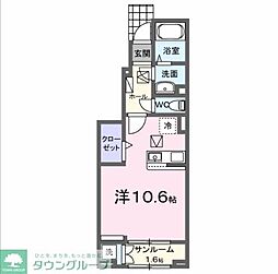 パフュームI 1階ワンルームの間取り