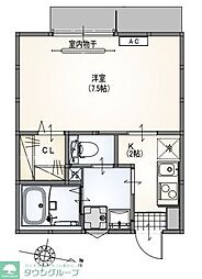 サニーパレス 1階1Kの間取り