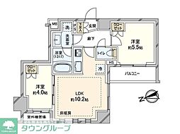 オープンレジデンシア調布 2階2LDKの間取り
