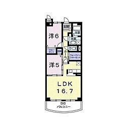 グレイスガーデン 1階2LDKの間取り