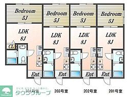 carpe恋ヶ窪 2階1LDKの間取り