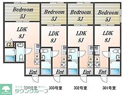 carpe恋ヶ窪 3階1LDKの間取り
