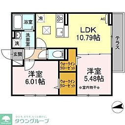 ラ・カーサ　グリシーナ 1階2LDKの間取り