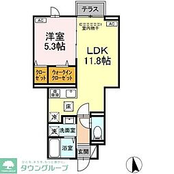 セレスティア小金井中町 1階1LDKの間取り