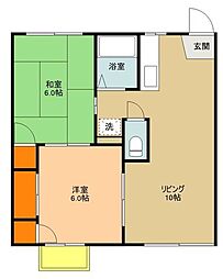 西武多摩湖線 八坂駅 徒歩20分の賃貸アパート 2階2LDKの間取り