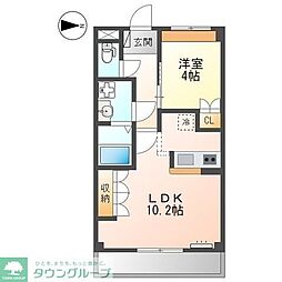 プラウディア天神 4階1LDKの間取り