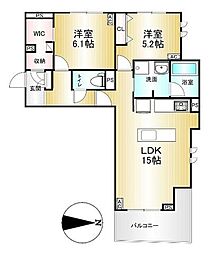 JR総武線 三鷹駅 徒歩13分の賃貸マンション 3階2LDKの間取り