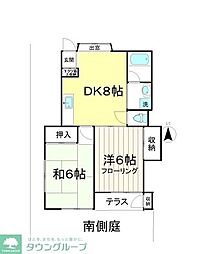 コーポチェリー 1階2DKの間取り