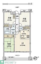 クレアホームズ武蔵小金井 6階3LDKの間取り