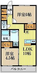 ラ・ルーチェ 1階2LDKの間取り