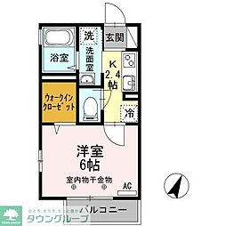 ティカ北町 2階1Kの間取り