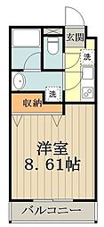 アムールII光風館 2階1Kの間取り
