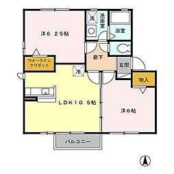 ロワールB 2LDKの間取図画像