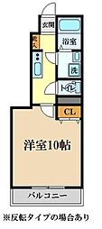 カーサデルアクイラ 1Kの間取図画像