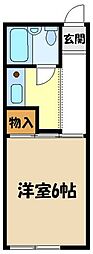 パレーシャル武蔵野B 1Kの間取図画像