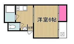 第一大平コーポ 2階1Kの間取り