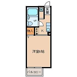 シティハイム・プレアデス 2階1Kの間取り