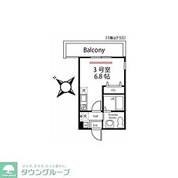JR東海道本線 大船駅 徒歩6分の賃貸アパート 1階ワンルームの間取り